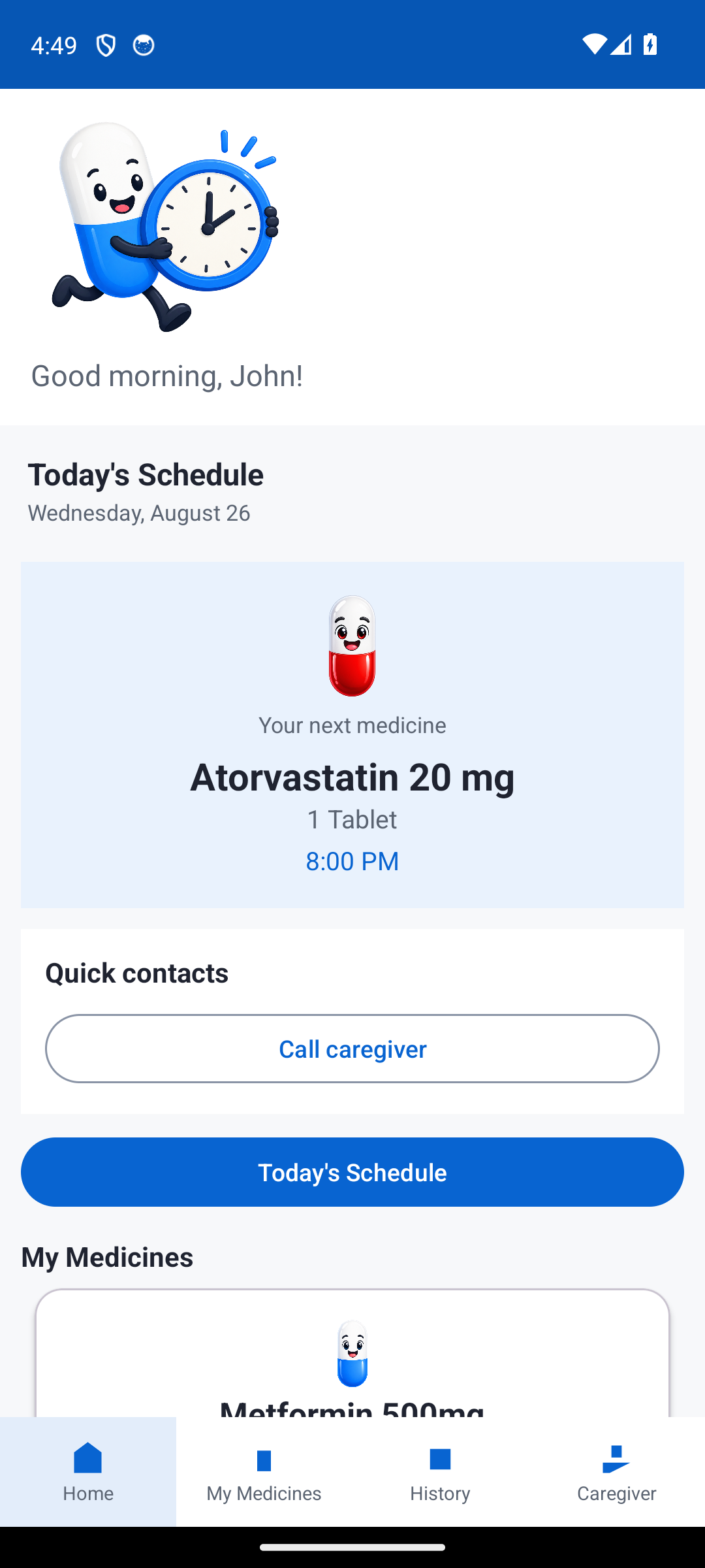 PillPal home with today's medicines