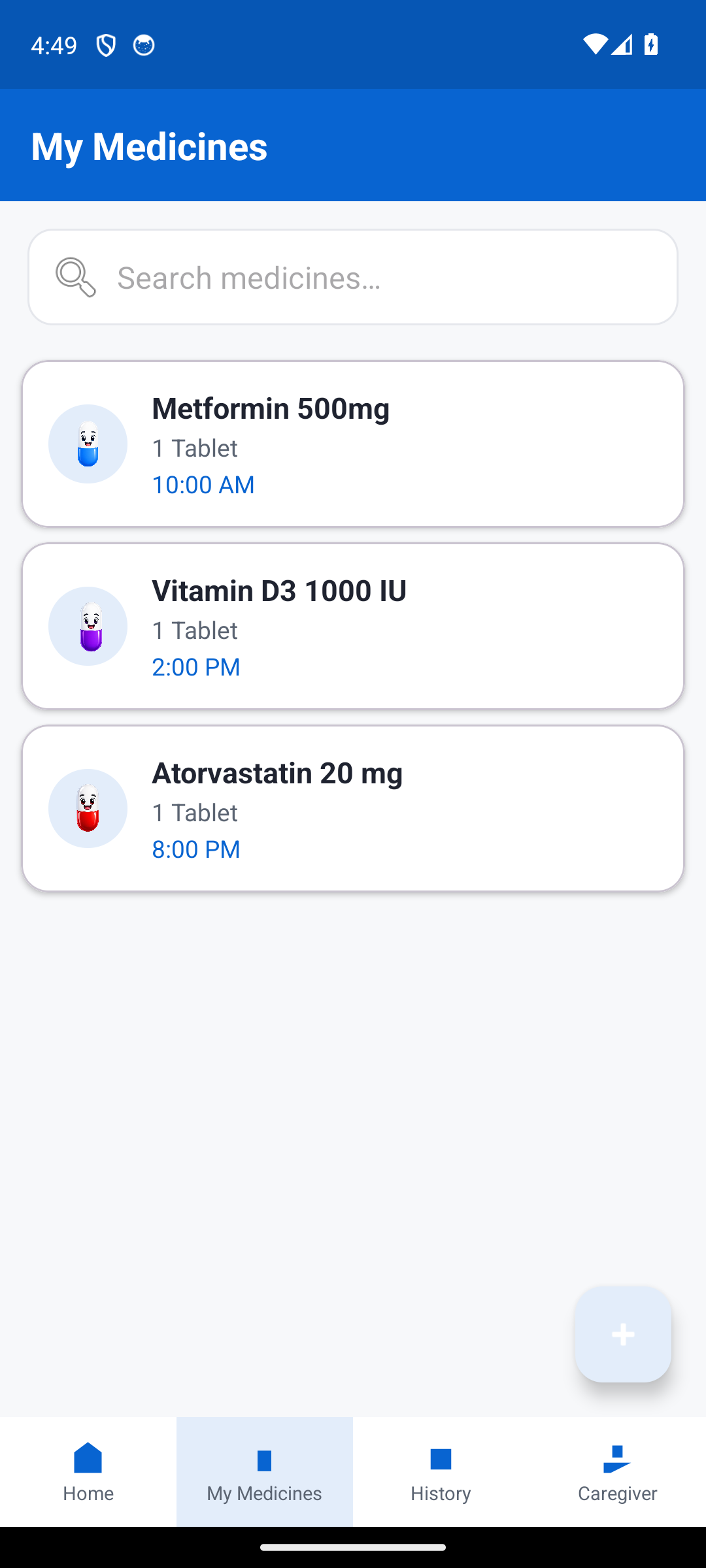 Colour-coded medicines list
