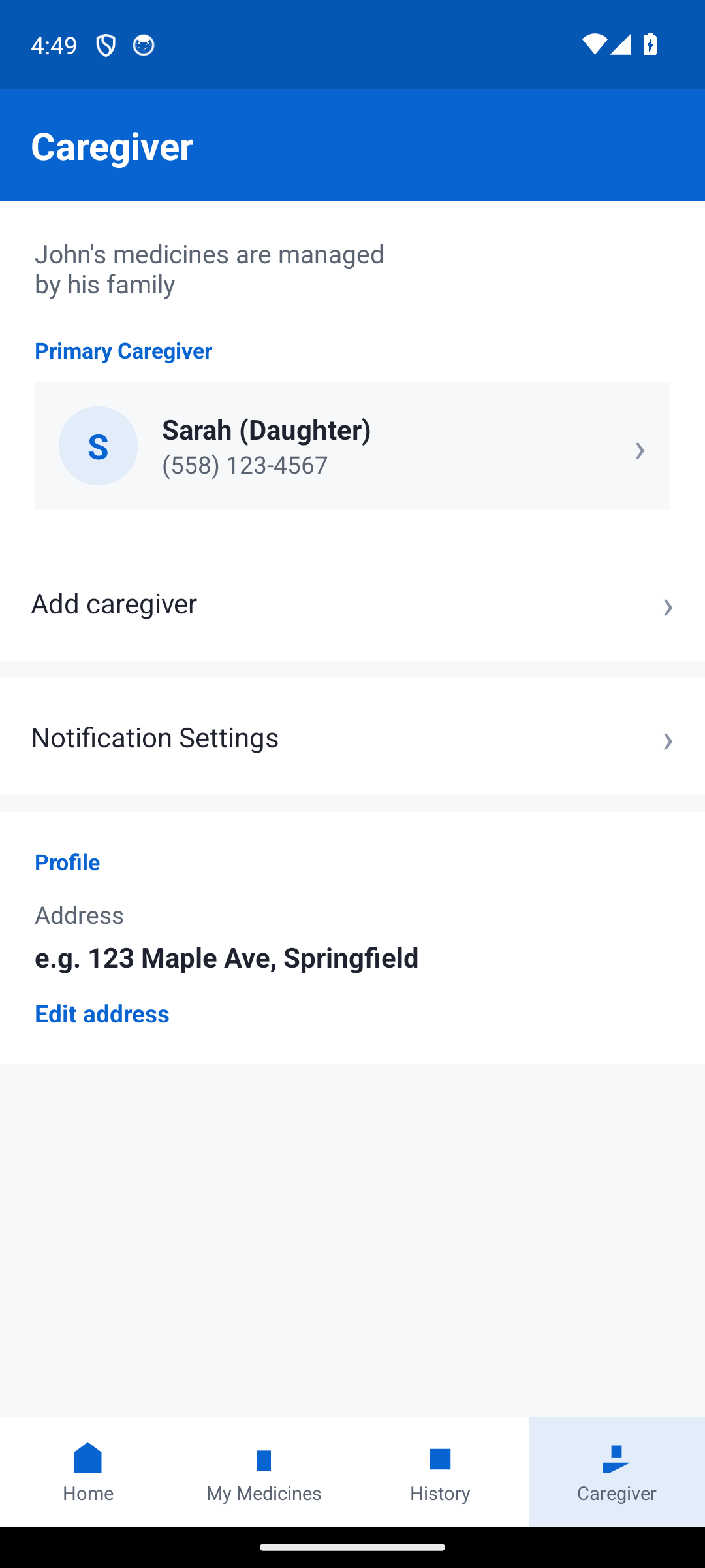 Caregiver and profile